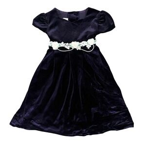 VTG Bonnie Jean Girls Velvet Dress with Embellished Waist Size 6